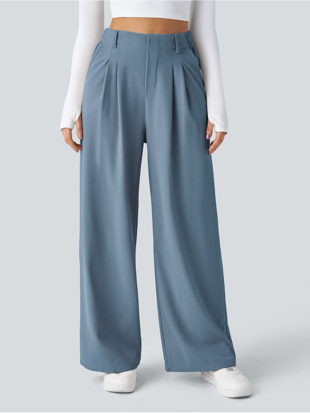NWOT Halara Flex Blue Wide Leg Waffle Work Pants Size XL Tall